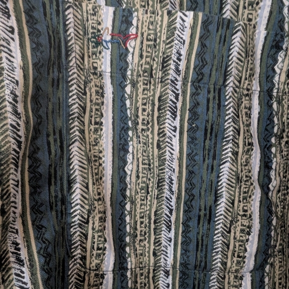 Vintage 90s Greg Norman Funky Stripe Button Down Shirt, Size Large - Picture 4 of 10